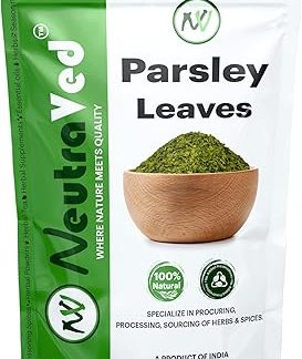 NeutraVed Parsley Dried Leaves (Flakes) 70 Grams | Export Grade Herb For Seasoning Pasta, Curries, Sauces And Tea | No Added Colour And Preservatives | Food-Grade Stand-Up Zipper Pouch - 70 Grams