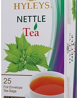 12 pack of Hyleys Natural Nettle Leaves with Black Tea - 25 Tea Bags (100% Natural, Sugar Free, Gluten Free and Non-GMO)