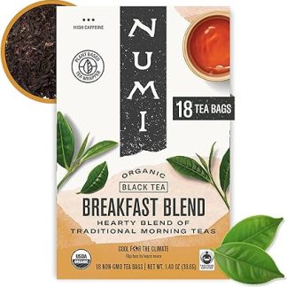Numi Organic Tea Breakfast Blend, 18 Count Box of Tea Bags, Black Tea (Packaging May Vary)