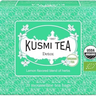 Kusmi Tea - Detox - Organic Blend of Green Tea, Mate & Lemon - Lemongrass, Rose Hip and Lemon Flavours - Enjoy Hot or Iced - Exotic Infusion Perfect for Tea Lovers - 20 Tea Bags