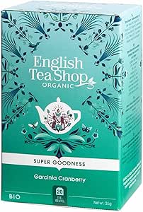 English Tea Shop Organic Super Goodness Cranberry Hibiscus & Rosehip, 1.75 grams, (20 Tea Bag Sachets)