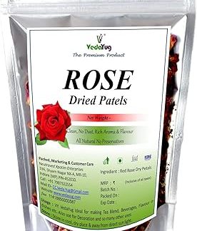 VY VedaYug Petals, | Gulab Patti (Petal) Soler Dried For Decoration On Food And Skin Care | Herbal Tea Vit - C | Toppings For Indian Sweets - 200G Rose