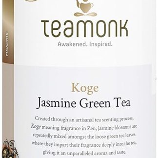 Teamonk Koge High Mountain Jasmine Green Tea Whole Leaf - 200 Gm Box (100 Cups) With Greentea Loose Leaves And Freeze Dried Jasmin Flowers For Natural Flavour. Helps Lose Weight Fast. Antioxidant Rich