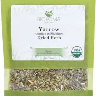 100% Pure and Organic Biokoma Yarrow (Achillea millefolium) Dried Herb 50g (1.76oz) In Resealable Moisture Proof Pouch