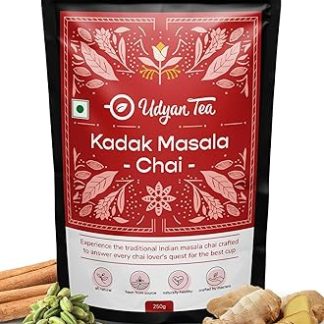 Udyan Tea Udyan Kadak Masala Chai, 8.8 oz (100 cups) | CTC Black tea with Cardamom, Ginger, Cloves, Cinnamon, Black Pepper, Bay Leaves | Spicy Chai Latte | Brews with Milk | Traditional Indian Origina