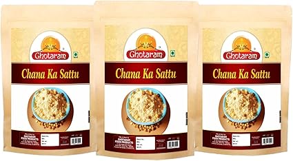 GHOTARAM Sonalpur Satu Roasted Gram Flour | Tasty Refined Fibrous - Sattu/Natural Super Food Summer Drink Powder Sattu|Hand Ground Chana Sattu/Bhuna Chana Sattu/Chatu|High-fiber flour-5940g(