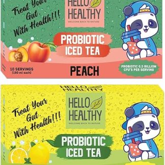 Hello Healthy Peach & Lemon Mint Iced Tea Pack Of 2 Set (20 Sachets) Box | Summer Drink | Ice Tea Powder | Ready To Drink | Instant Drink | Refreshing Drink | No Artificial Ingredients