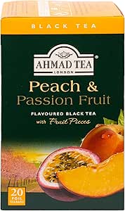 Ahmad Tea Black Tea, Peach And Passion Fruit Teabags, 20 ct (Pack Of 6) - Caffeinated And Sugar-Free
