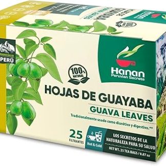 Hanan Peruvian Secrets Hojas De Guayaba Herbal Tea | 100% Natural Guava Leaves | 25 Tea Bags | Naturally Supports Occasional Stomach Discomfort