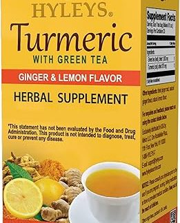 Hyleys Ginger Turmeric Tea Lemon Flavor - 25 Tea Bags - Wellness Herbal Supplement Green Tea