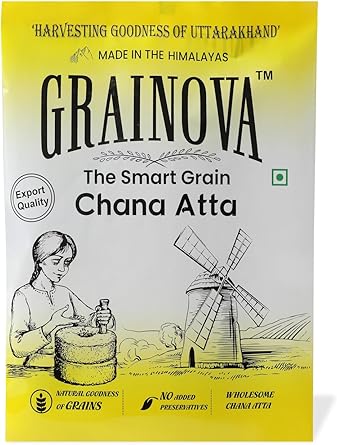GRAINOVA The Smart Grain Chana Atta | 500 grams | High Protein Diet Food | Chana Ka Atta | Pure Chana Atta | Black Chana Atta | Kadala Maavu | Chikpea Flour | Immunity Builder Besan Flour