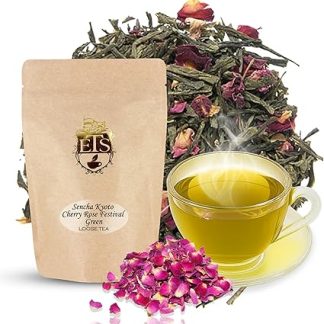English Tea Store Green Loose Leaf Tea, Organic Sencha Kyoto Cherry Rose Festival, 16 Ounce