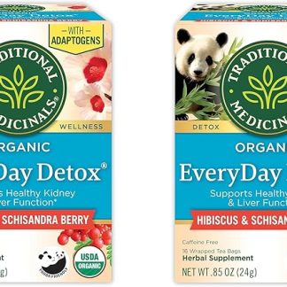 Traditional Medicinals Tea, Organic Everyday Detox Schisandra Berry, Supports Healthy Liver Function, Detox, 16 Tea Bags (Pack of 2)