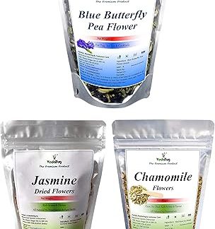 VY VedaYug Combo Herbal Tea 70G, In Stand Up Ziplock Reusable Pouch | Chamomile Flower 30G | Blue Butterfly 20G | Jasmine Dry Flowers 20G | Pack Of 3 | Total Weight, 70G