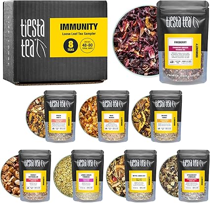 Tiesta Tea Herbal & Rooibos Tea Sampler Dry Flight - Non-Caffeinated, Hot & Iced Tea, Loose Leaf Tea Sample Set with Herbal, Rooibos, Hibiscus & Turmeric Tea, 8 Sample Pouches