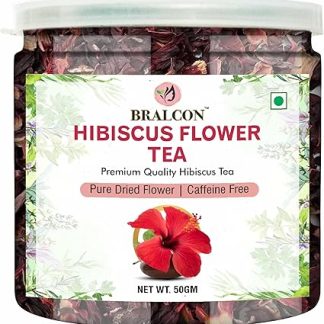 BRALCON Organic Hibiscus Flower Tea- 50 grams | Premium Hibiscus Tea Leaves| 100% Natural Hibiscus Flower Herbal Tea Whole Leaf | Use for Iced Tea, Cocktails| Improve Digestion