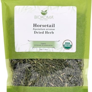 Biokoma Pure and Organic Horsetail Dried Leaves 50g in Resealable Pack Moisture Proof Pouch, USDA Certified Organic - Herbal Tea, No Additives, No Preservatives, No GMO, Kosher