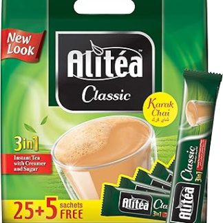 Alitea Classic Karak Chai - 3 in 1 Instant Milk Tea with Creamer and Sugar - 30 Sachets