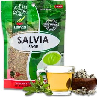 Hanan Sage Loose Leaf Herbal Tea (Salvia) 1.1 oz (30 g) – Natural, Dried Salvia Officinalis Herb from Peru | Common Garden Broadleaf Sage for Kitchen Culinary Use, Aromatic Essential Oil