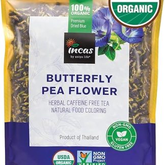 INCAS 100% USDA Organic Butterfly Pea Flower 4.41 oz (375+ Cups) DIRECT FROM SOURCE Thailand Non GMO Verified Dried Caffeine Free Gluten Free Vegan Rich in Antioxidants Free eBook