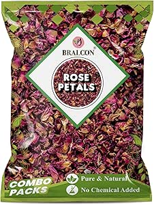 BRALCON Rose Petals - 100 gm | 100% Pure & Natural Sun dried Rose Flowers Petal (Gulab Patti)| Edible Rose Petals for Harbal Tea/Hair & Skin Care/Toppings for Indian Sweets/Boost immunity