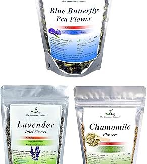 VY VedaYug Combo Herbal Tea Chamomile Flower 30G Blue Butterfly 20G & Lavender 30G Herbal Tea Ingredient Set (80G)