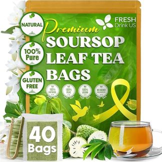 40 Premium Soursop Graviola Leaf Tea Bags, 100% Natural and Pure from Soursop Leaves, Handmade, Made With Natural Materials-Corn Fiber Tea Bag, Sugar/Caffeine/Gluten Free, Hoja Guanabana Tea
