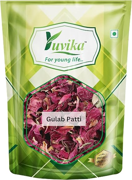 Yuvika Gulab Patti - Rosa Gallica - Dry Rose Petal (100 Grams) 100 G (Pack Of 1) Red