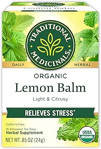 Traditional Medicinals Tea, Organic Lemon Balm, Calms Nerves & Supports Digestion, 16 Tea Bags