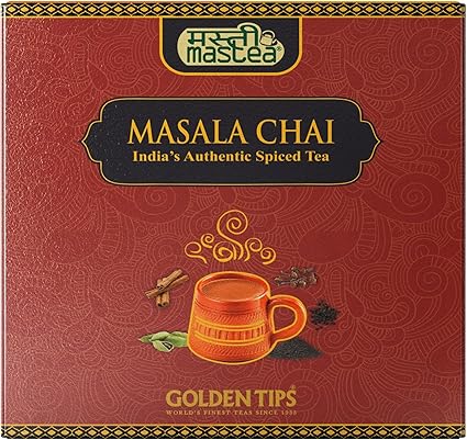 Golden Tips Masala Chai Loose Leaf Tea, Spiced Blend with Cardamom (Elaichi), Cinnamon, Cloves & Black Pepper, Rich & Aromatic, Best with Milk, (500 Gram, 250 cups)