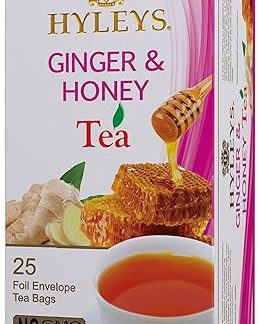 12 Pack of Hyleys Natural Wellness Ginger & Honey Black Tea - 25 Tea Bags (GMO Free, Gluten Free, Dairy Free, Sugar Free and 100% Natural)