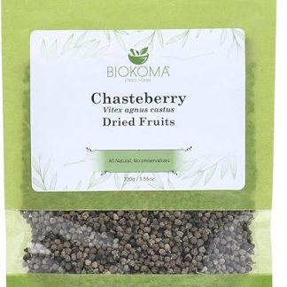 Biokoma Pure and Natural Chasteberry Dried Fruits 100g (3.55oz) in Resealable Moisture Proof Pouch - Herbal Tea, No Additives, No Preservatives
