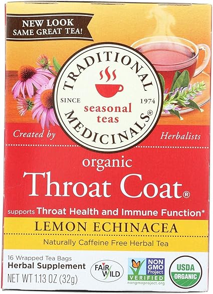 Traditional Medicinals Tea Throat Coat Lemon
