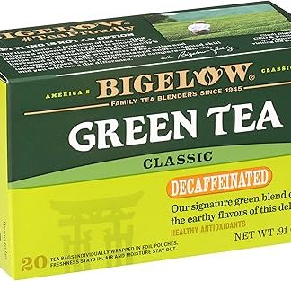 Bigelow Decaffeinated Green Tea 20 Bags (Pack of 6), 120 Tea Bags Total. Decaffeinated Individual Green Tea Bags, for Hot Tea or Iced Tea, Drink Plain or Sweetened with Honey or Sugar