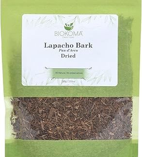 100% Pure and Natural Biokoma Lapacho Bark (PAU d’Arco) Dried Herb 100g (3.55oz) in Resealable Moisture Proof Pouch