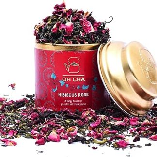 OH CHA - Hibiscus Tea Leaves With Rose|Herbal Tea, 35g|Hibiscus Flower Tea With 100% Natural Whole Green Tea Leaves, Clove, Rose Petals|Skin Glow Tea &Hair Natural Care Tea, Antioxidant, Rich In Vit C