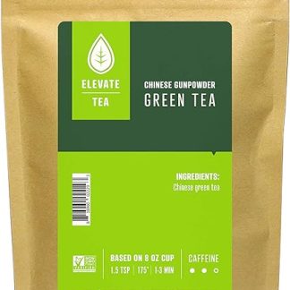 Elevate Tea Chinese Gunpowder - Loose Leaf Green Tea, Loose Leaf Tea Blend, Medium Caffeine, 3 oz Pouch - 30 Cups, Hot & Iced Tea, No Artificals, 3 Pack