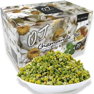 OJ Organic Chamomile Herbal Leaf Tea, Caffeine Free Supports a Good Night’s Sleep, 20 Tea Bags