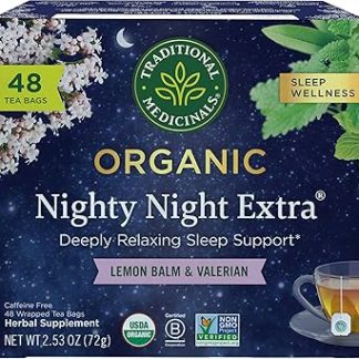 Traditional Medicinals Organic Nighty Night Extra Tea With Valerian Root for Relaxation, 48 Tea Bags