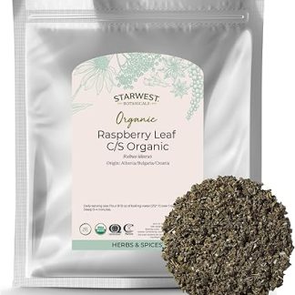 Starwest Botanicals Organic Raspberry Leaf - Herbal Loose Leaf Tea, Caffeine Free Natural Herbs, Pure Dried Raspberry Leaf, Cut & Sifted, Certified Kosher, Non-GMO - Bulk 1 lb Bag