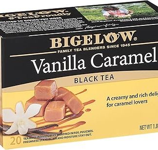 Bigelow Tea Vanilla Caramel Black Teabags Box, Caffeinated, 20 Count, Pack of 6