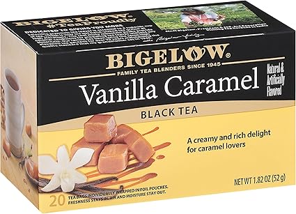 Bigelow Tea Vanilla Caramel Black Teabags Box, Caffeinated, 20 Count, Pack of 6