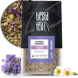 Tiesta Tea - Lavender Chamomile Herbal Tea, Loose Leaf, Calming Blend with Chamomile and Lavender, Caffeine-Free Herbal, Great for Hot or Iced Brews, Resealable Bulk Pouch, 200 Cups, 8 Ounce