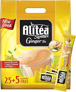 Alitea Signature Ginger Premix Instant Tea 3 in 1, (30 Sachets x 20gms)- 600gms