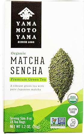 Yamamotoyama Organic Matcha Sencha Tea Bag 18 ct (Pack of 6)
