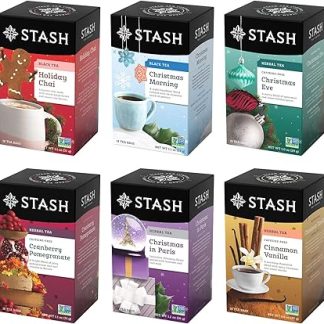 Stash Tea Holidays Are Here Variety Pack Sampler Assortment - Caffeinated, Non-GMO Project Verified Premium Tea with No Artificial Ingredients, 18 Count (Pack of 6) - 108 Bags Total