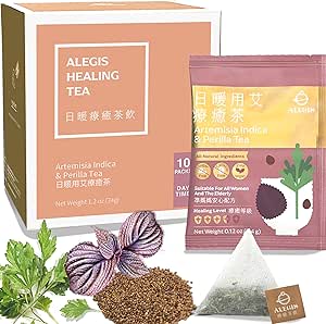ALEGIS Artemisia & Perilla Tea – Purifying Mugwort Blend for Daily Balance | Breezy, Mildly Sweet Herbal Flavor | Caffeine-Free & Sugar-Free | Gift Box (10 Packs)