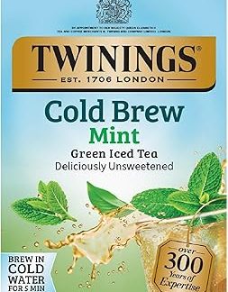 Twinings Cold Brewed Iced Tea, Green Tea, Unsweetened, Mint, 20 Single Serve Tea Bags, 1.41 oz (40 g)