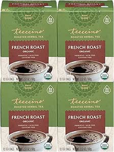 Teeccino Coffee French Roast Organic Chicory Roasted Herbal Tea, Caffeine Free, Acid Free, Prebiotic, 10 Tea Bags (Pack Of 4)