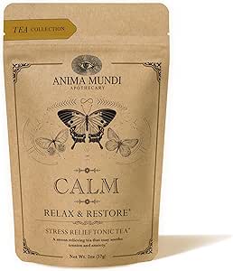 Anima Mundi Calm Stress Relief Tonic Tea - Loose Herbal Blend Tea with Chamomile, Rose and Ashwagandha (2oz / 57g)